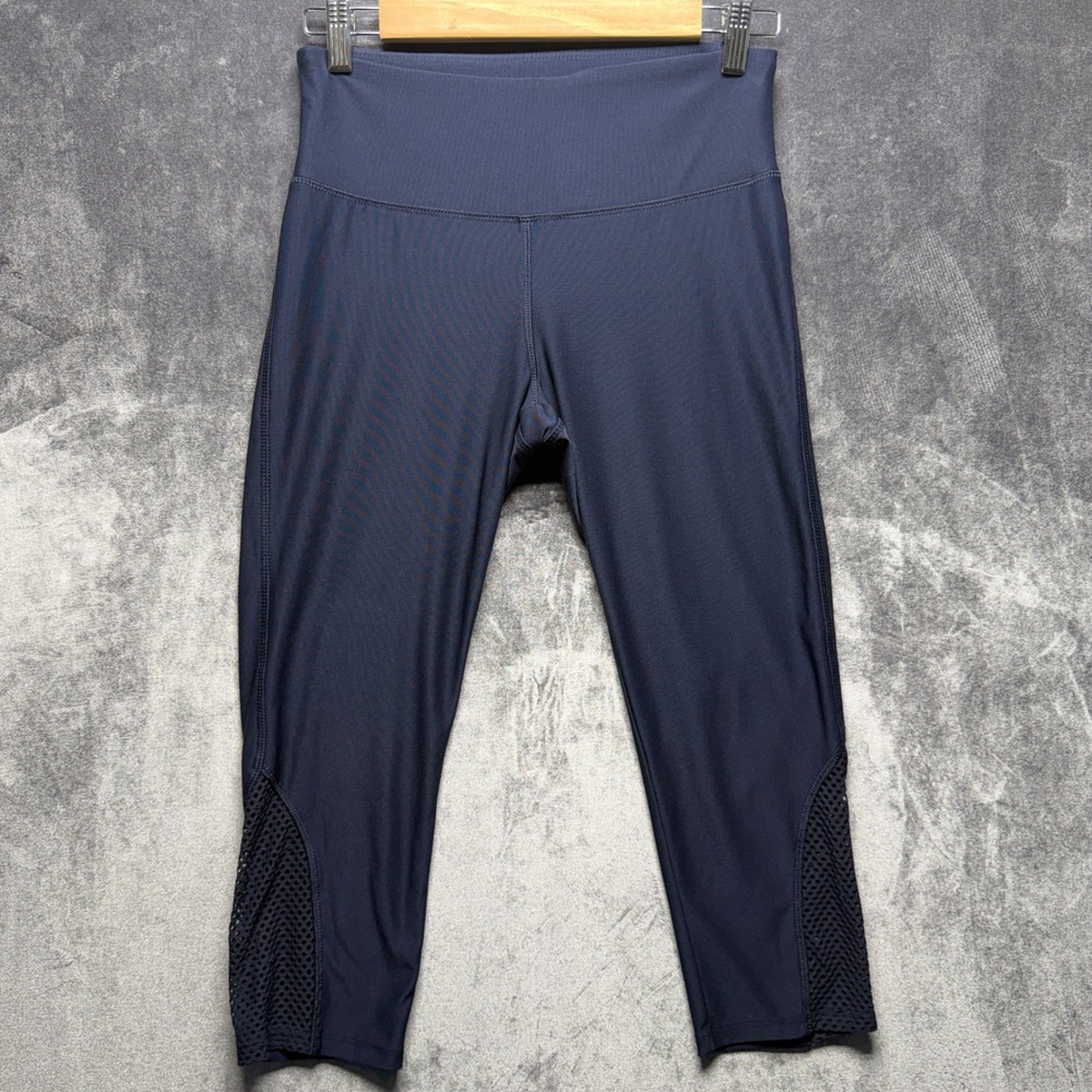 Vogo Athletica Leggings Womens S Navy Polyester High Rise Mesh Capri Activewear